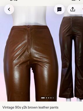 Vintage 90s/y2k Brown Leather Pants - Women